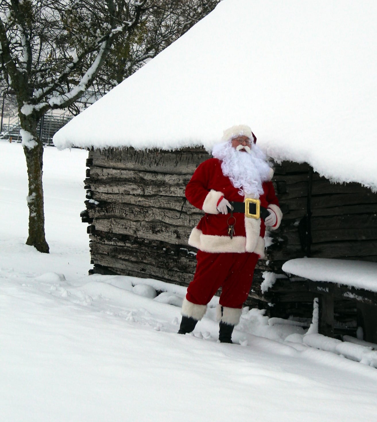 Santa by a Snowy Roof